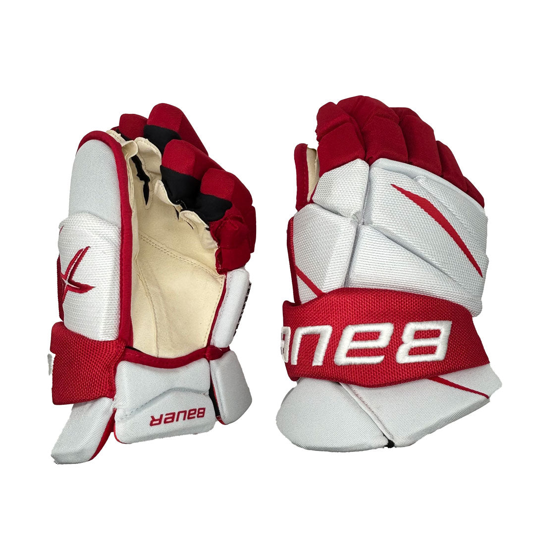 Gants de hockey Bauer Vapor 2X Pro - NCAA Pro Stock (blanc/rouge)